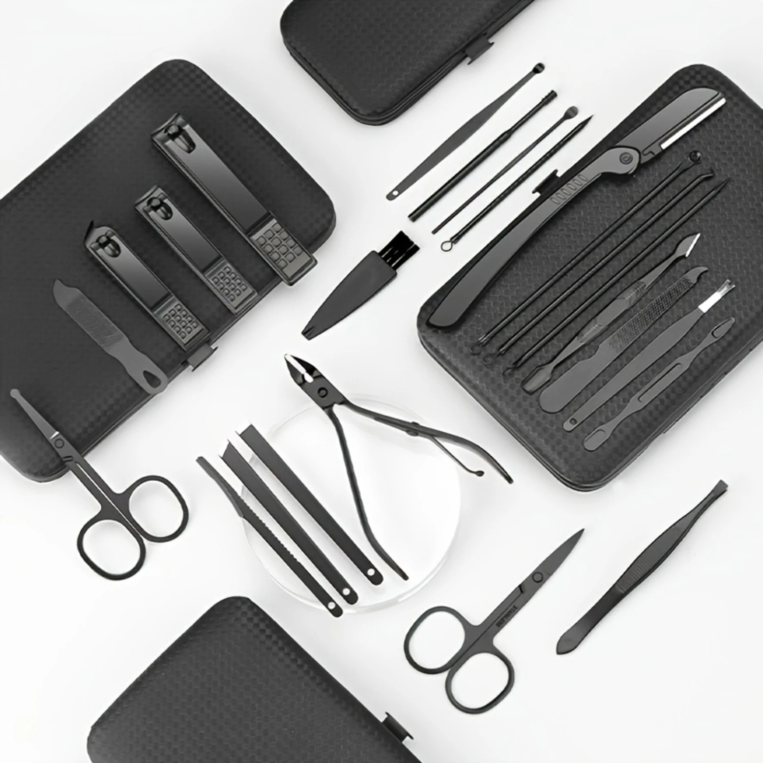 Stainless Steel Nail Grooming Kit -  Manicure Pedicure Set with Portable Travel Case, Including Cuticle Nippers, Clippers & Cutt