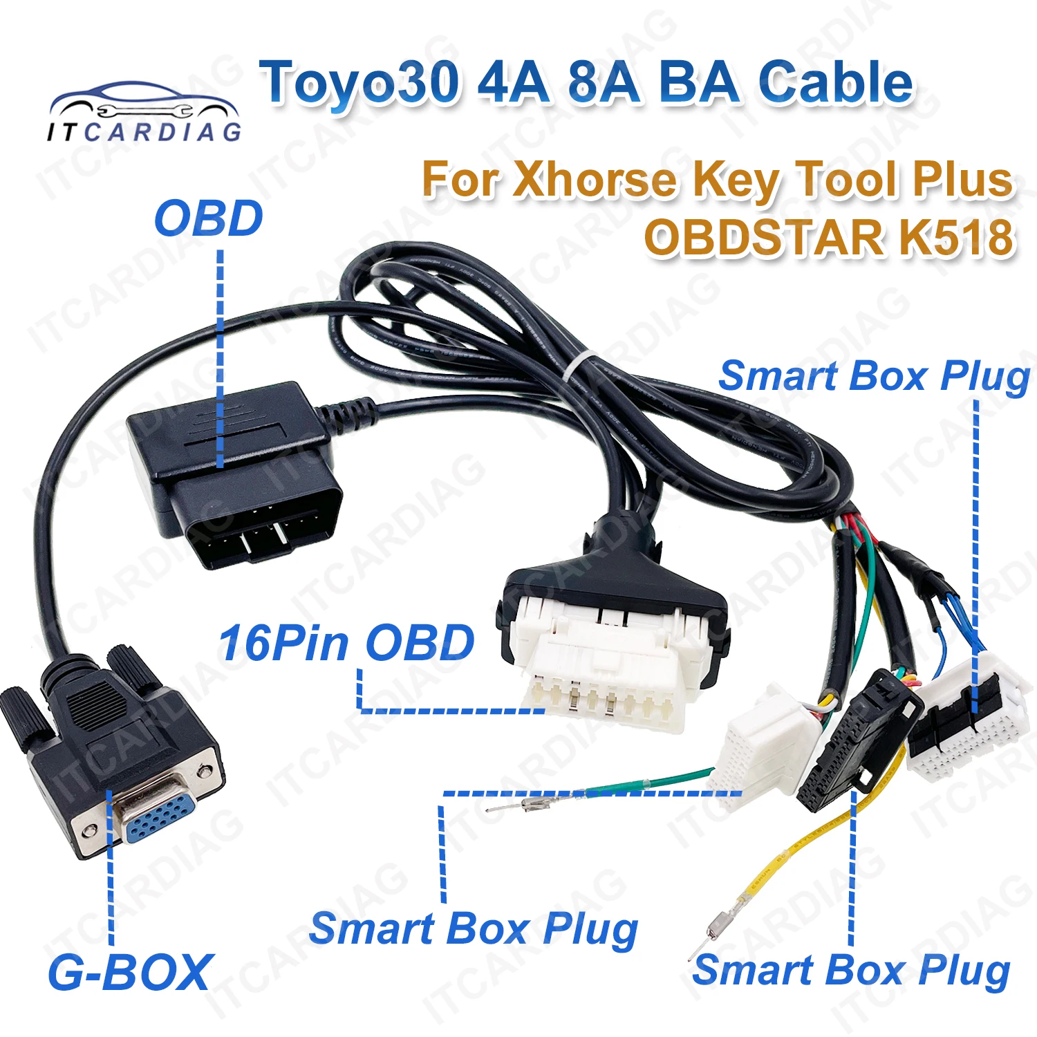 Toyo 30 Cable 4A 8A BA 3in1 Connector 16pin OBD Cable Smart Key Cable for OBDSTAR K518 Xhorse Key Tool Plus for All Toyota Lexus