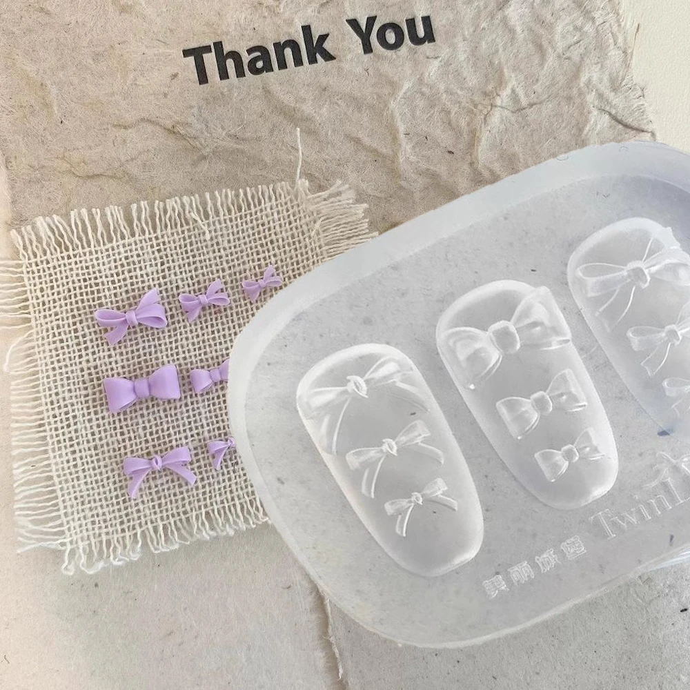 1개 3D 리본 실리콘 네일 몰드 발레 리본 네일 참 투명 네일 템플릿 조각 보타이 매니큐어 스텐실 도구