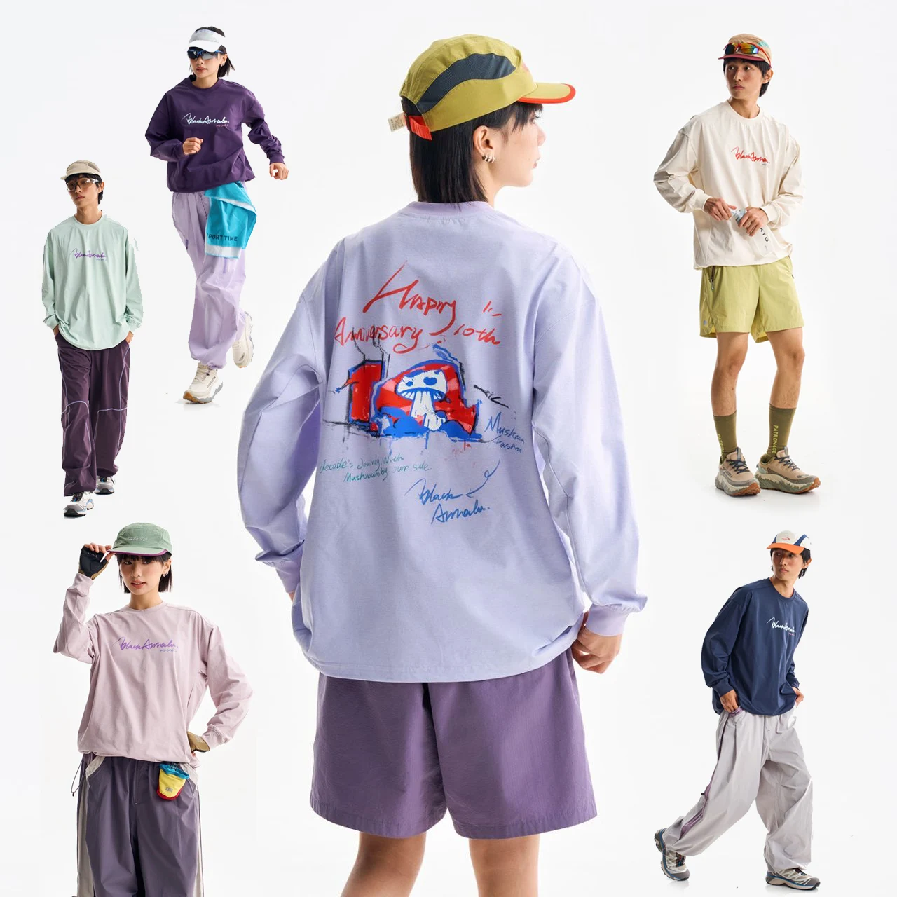 Herren Outdoor-Sport Schnelltrocknende Langarm-T-Shirts Damen Streetwear Mode Hip-Hop Lose Lässige Übergroße Trainings-T-Shirts Tops