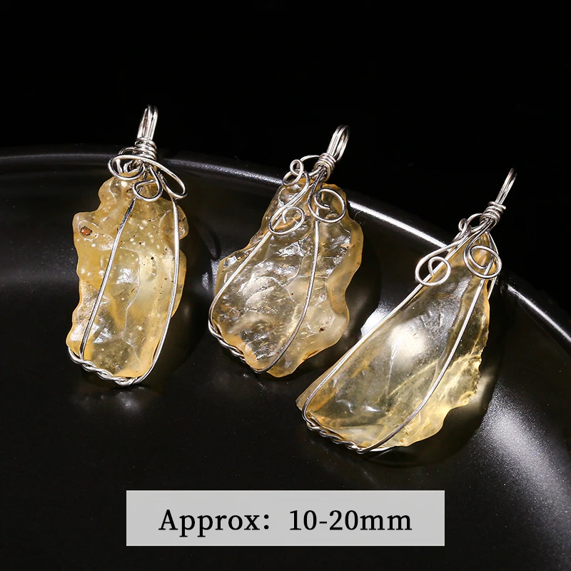1 Pc Natural Stone Libyan Meteorite Wire Wrap Pendant Irregular Shape Charms For Jewelry Making Diy Necklace Bracelet Accessory image 6