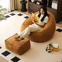 Lazy Bean Bag Sofa Upscale Single Soft Balcony Comfortable Sofa Chair with Footrest Padding Included