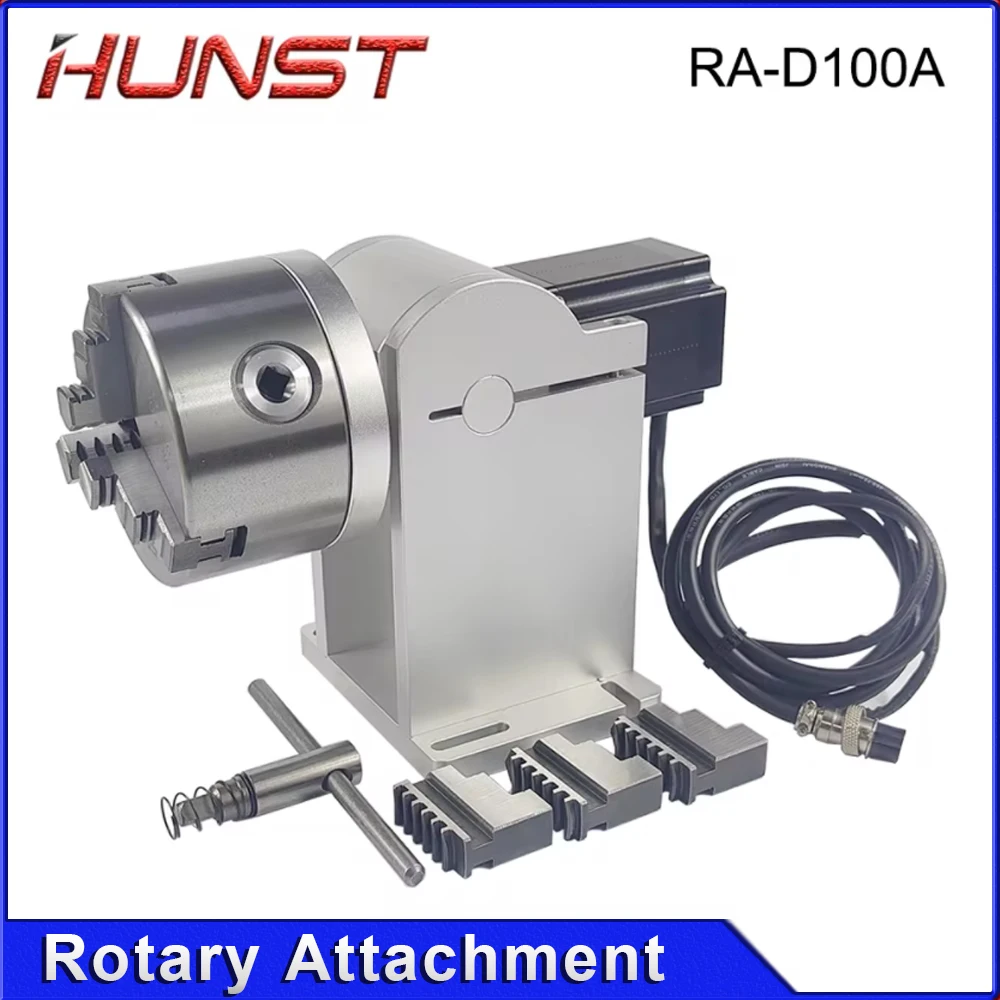 HUNST Rotary Attachment Dia.100mm Device Fixture Gripper Three Chuck Rotary Worktable for Laser Marking Parts Machine