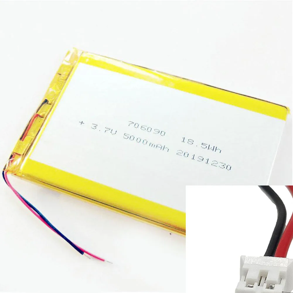 3.7V 5000Mah 706090 litowo-jonowa bateria litowo-polimerowa 2.0 JST 2Pin do inteligentnego zegarka MP3 zasilanie mobilne zabawki elektryczne na