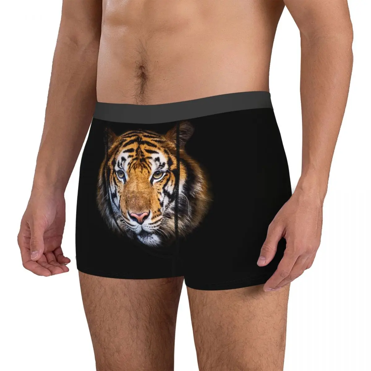 Men\'s Bengal Tiger Animal Boxer Briefs Shorts Panties Breathable Underwear Homme Fashion Plus Size Underpants