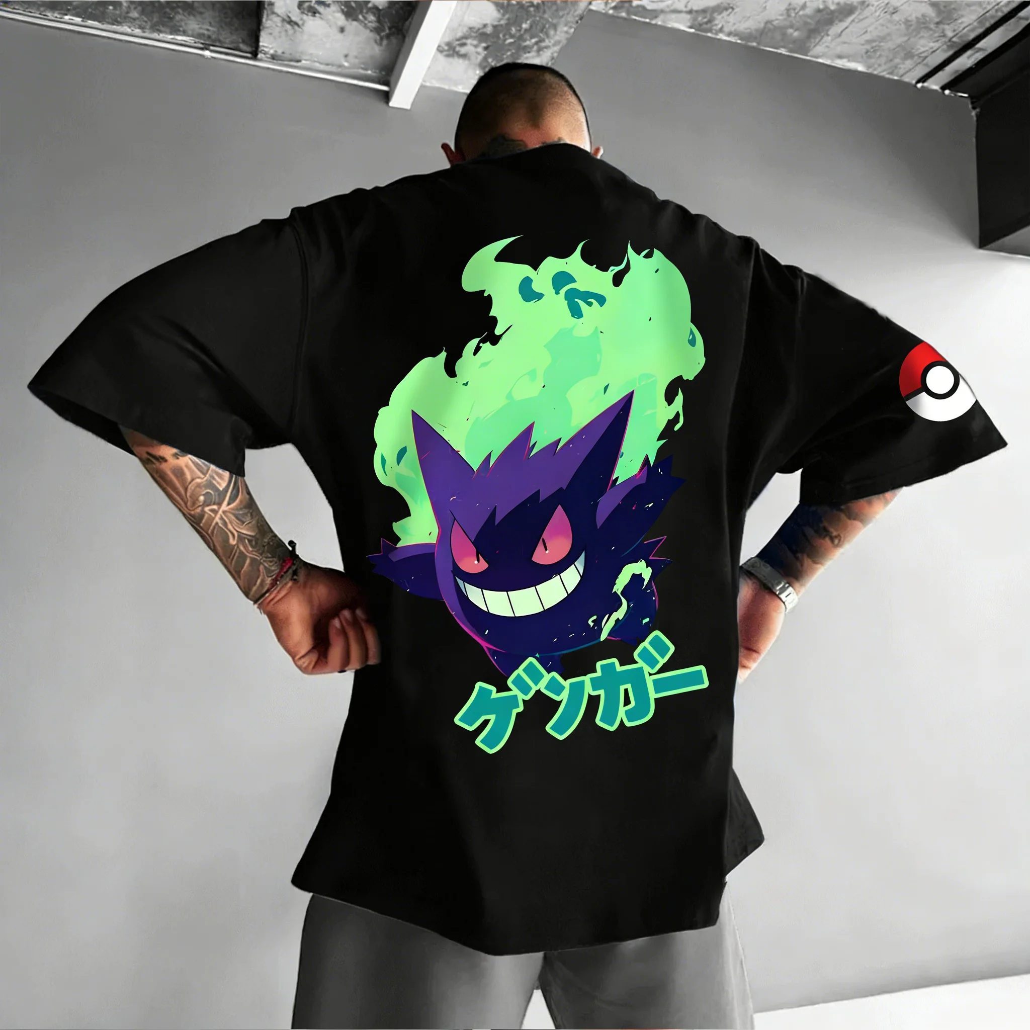 Camiseta de algodón cómoda y holgada para parejas, con estampado de Pokémon Anime Pikachu Gengar, de manga corta, para hombre y mujer
