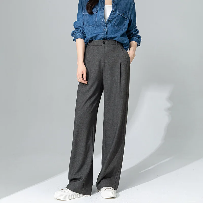 

Новые весенние шелковые брюки-палаццо Xingge для женщин: прямой крой, высокая талия, струящиеся, деловые и повседневные