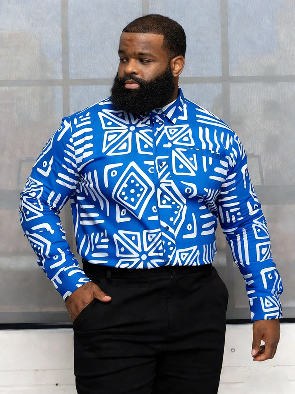 Men's HD Geometric Print Colorful Shirt Hawaii Vacation Social Business Men's Soft Fabric Designer Shirt Large Size 6xl for You