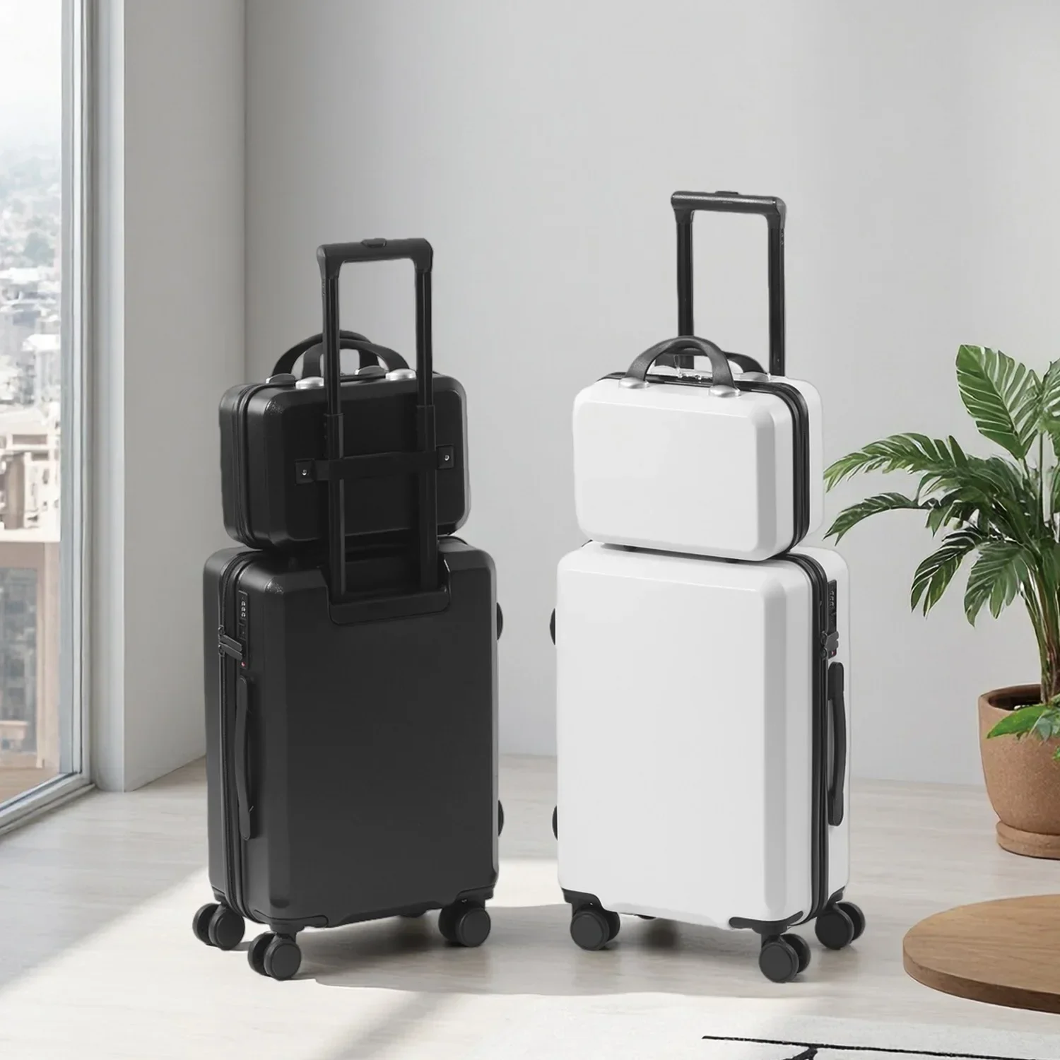 

Lightweight 20' + 12' Suitcase Set ABS+PC Luggage TSA Customs Lock Soft Rubber Handle 360° Silent Universal Wheel Trolley Case
