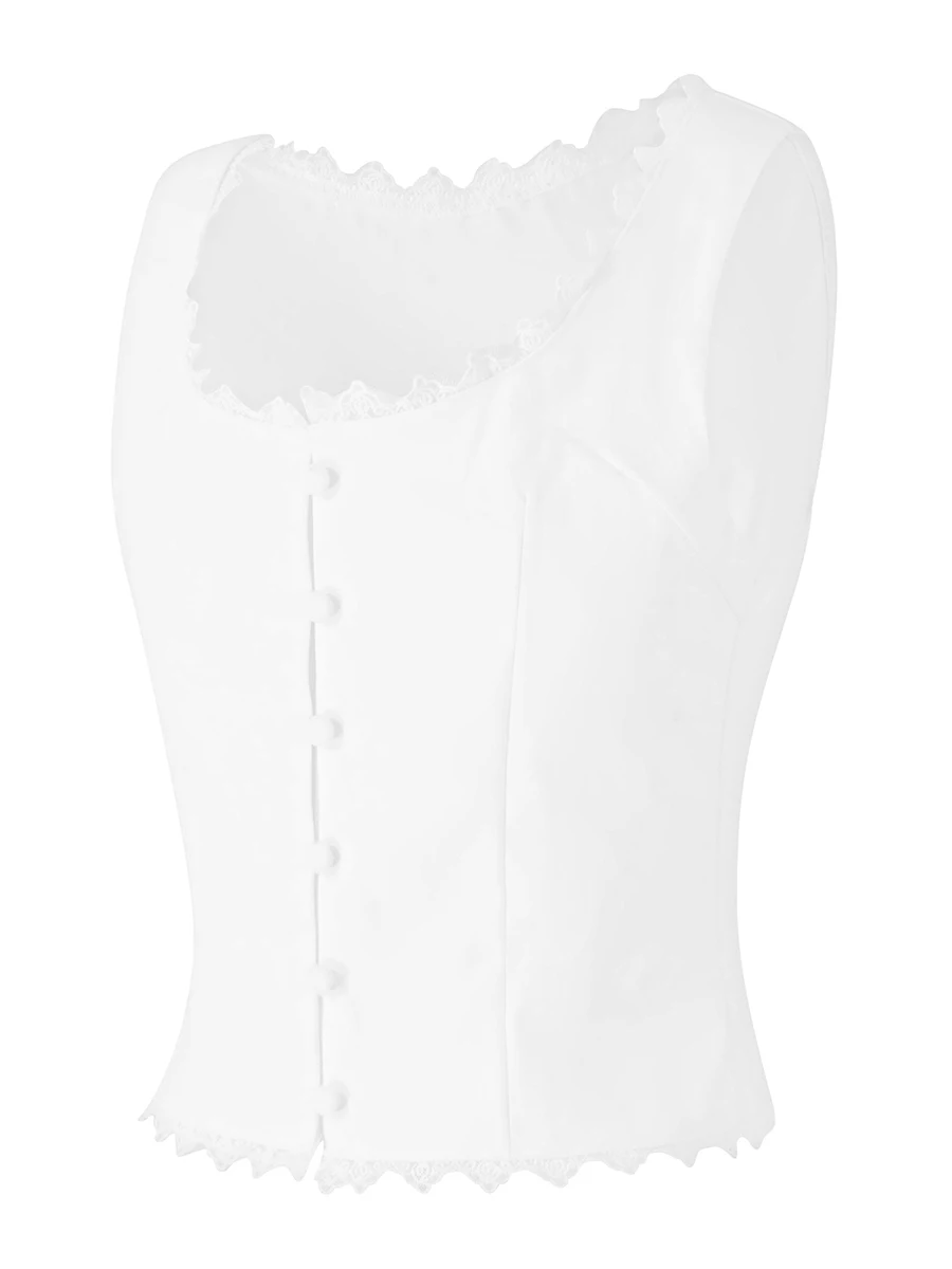 Women s Sleeveless V-Neck Tank Tops with Ruffle Trim Solid Color Button Down Blouse for Summer Beach Vacation image 2