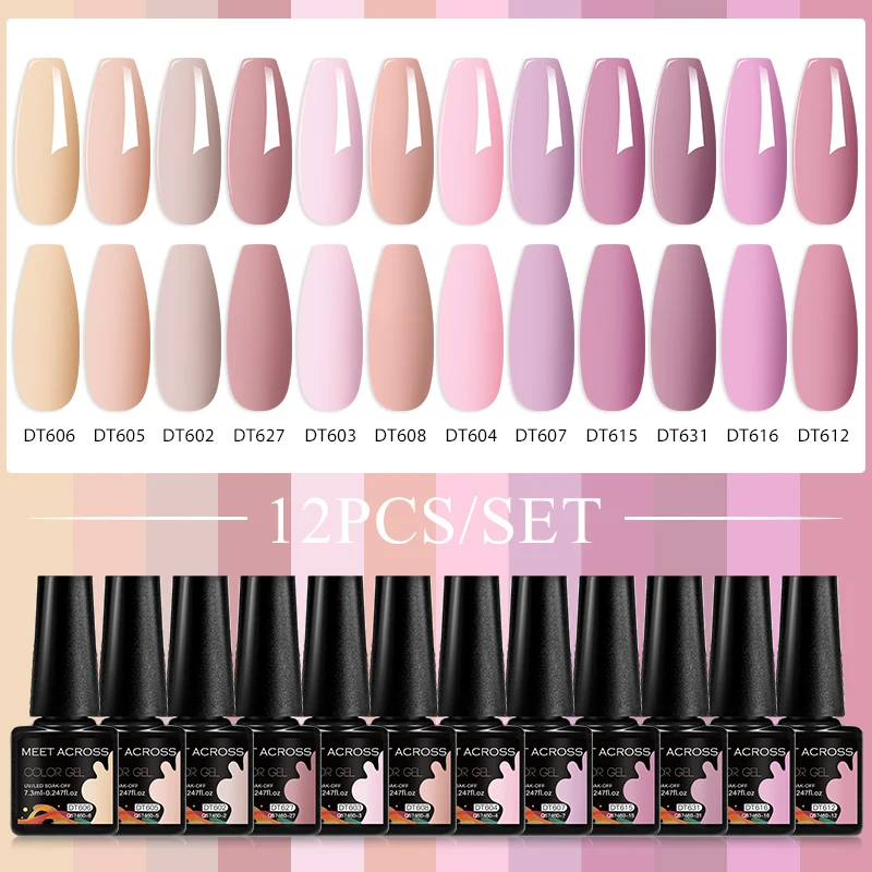 12 st MEET ACROSS Nagelgel Polish Set All-Season Nagels Manicure Vernissen Kit Semi Permanente UV/LED Nail Art Gel voor Thuis Salon