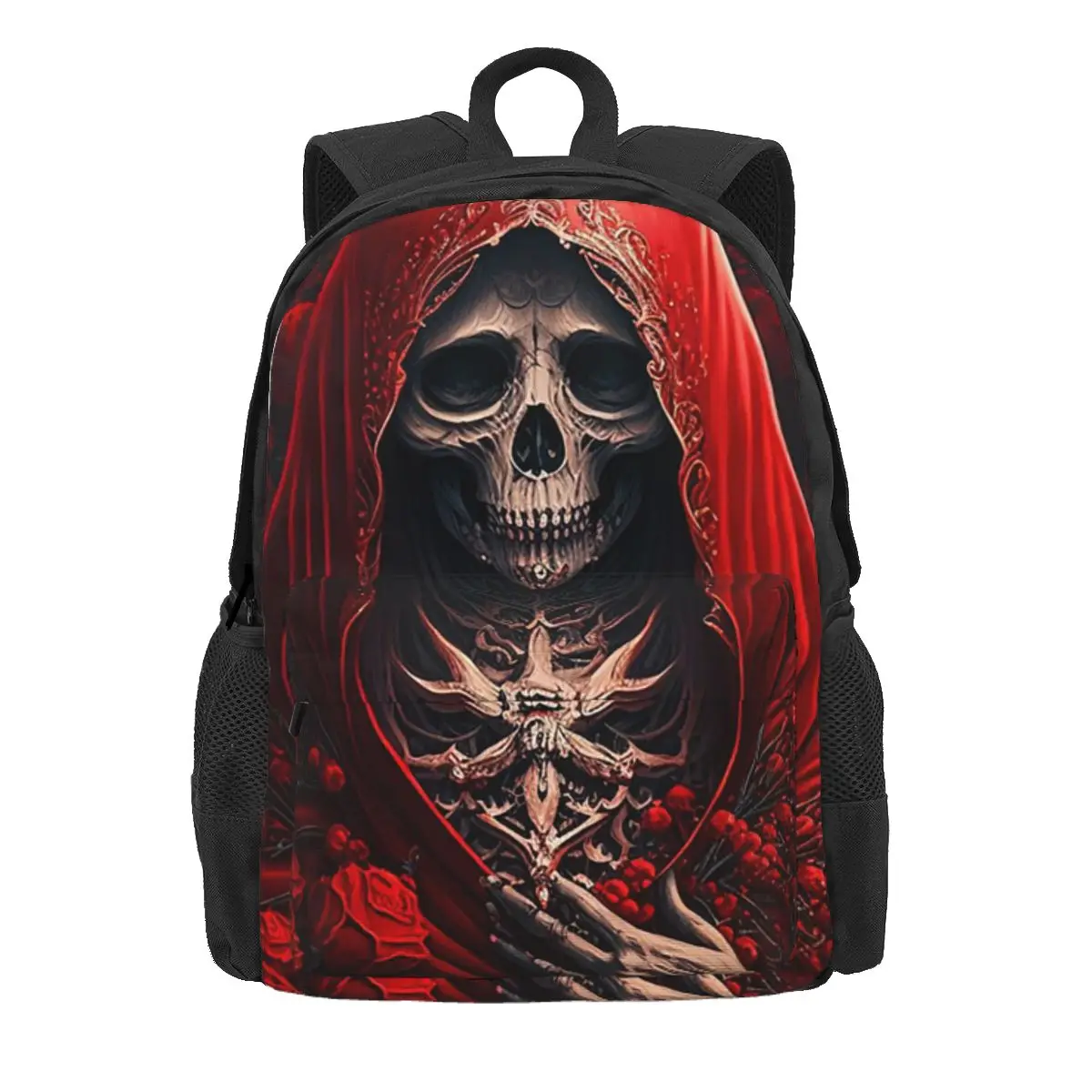 

Santa Muerte Saint Death Goth Mexican Muertos Skull Backpack Daypack Boys Girls BookBag School Bag Shoulder Bags for Men Women