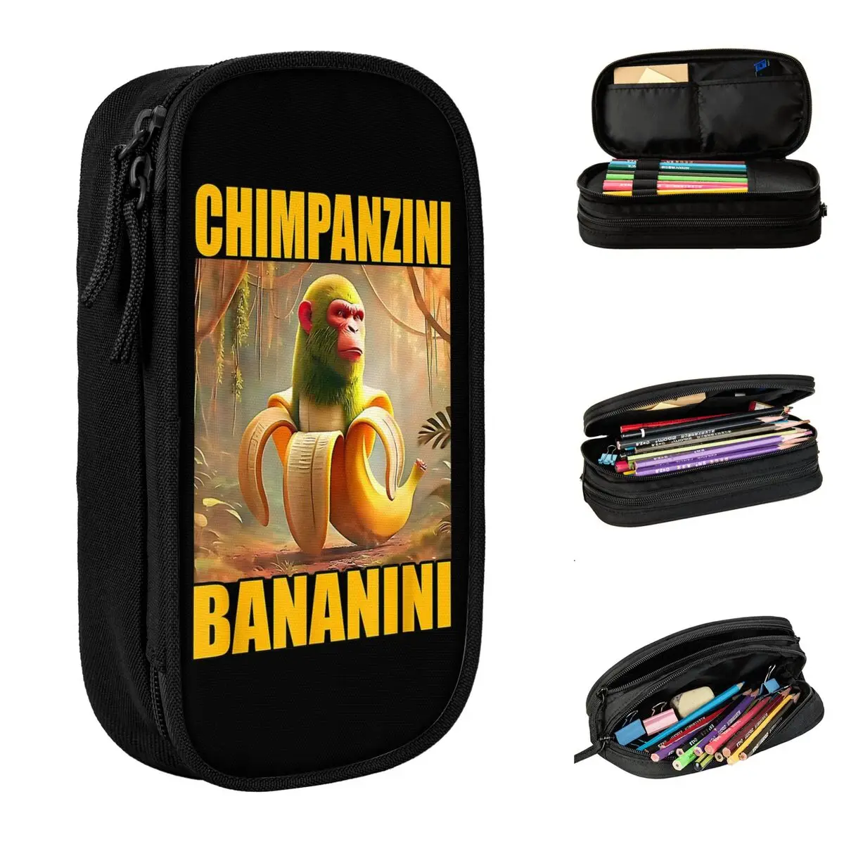 

Chimpanzini Bananini Italian Brainrot Meme Pencil Cases Pencil Box Pen Box for Student Bag Students School Zipper Accessories