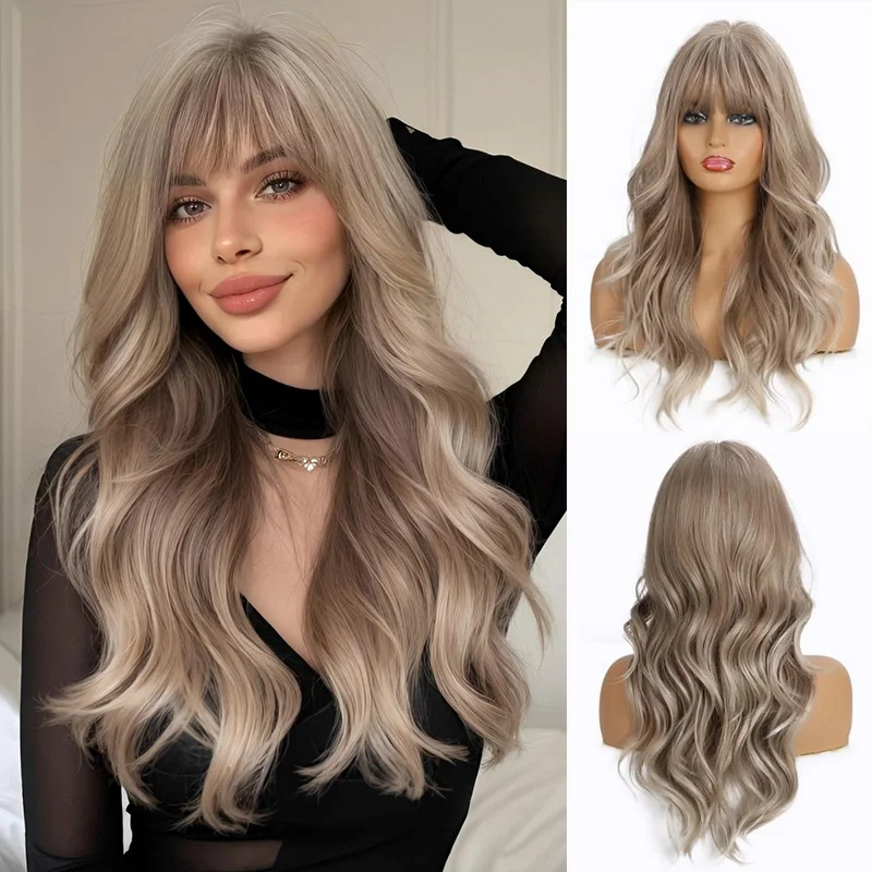 Esmee Highlight Brown Blonde Ash Gray Long Wigs Heat Resistant Synthetic Cosplay
