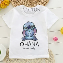 Children Cotton T-Shirt Kids Disney Lilo Stitch Cartoon T Shirt Stitch Cute Manga T-shirt Y2k Graphic Tshirt Girl Boy Top Tees