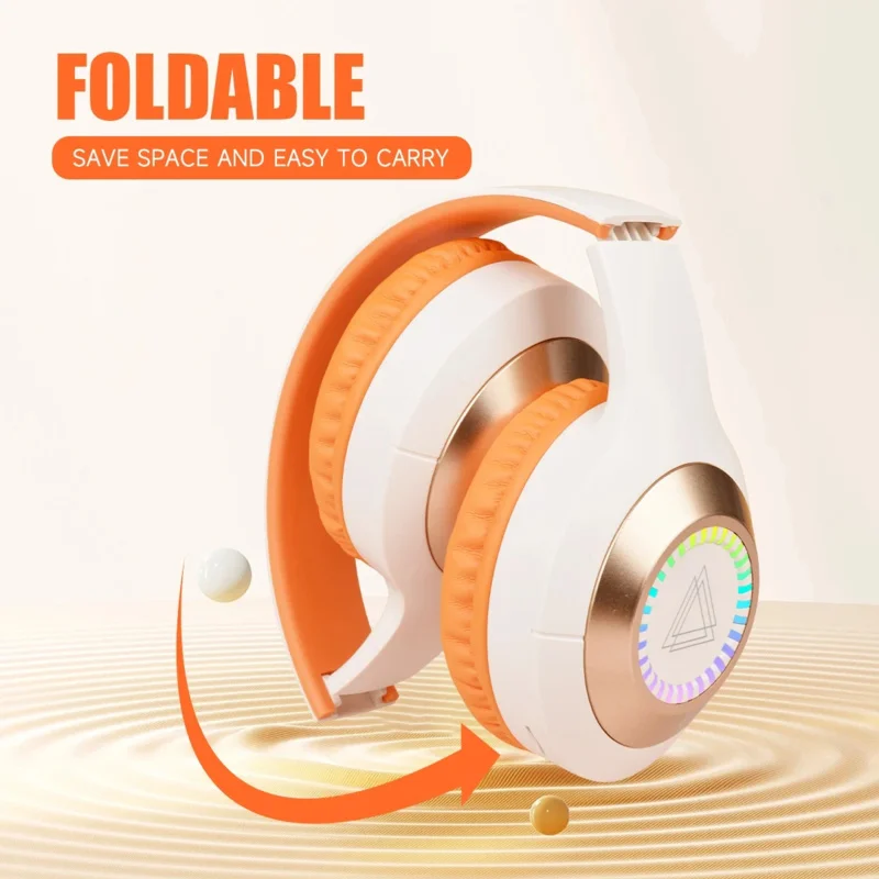 M10 LED Illuminated Headset Over-Ear Stereo Foldable 350mAh 10 Hours Duration Wireless Headset Ultra Low Latency