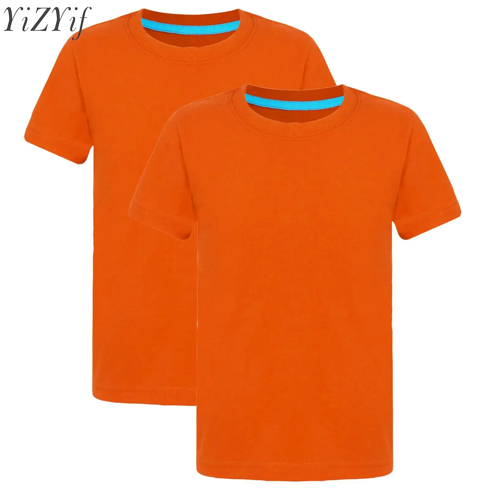 

2Pcs Kids Boys T Shirt Casual Daily Wear Short Sleeve Round Neckline Pure Cotton Soft T-shirt Tee Tops Sports Class Uniform Top