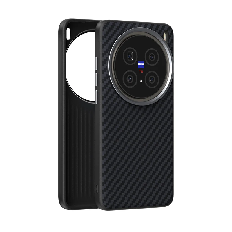 

For Vivo X200 Pro Case Magsafe Slim Rigid Metal Lens Magnetic Wireless Charger Carbon Fiber Phone Case Cover Shell Vivo Grip