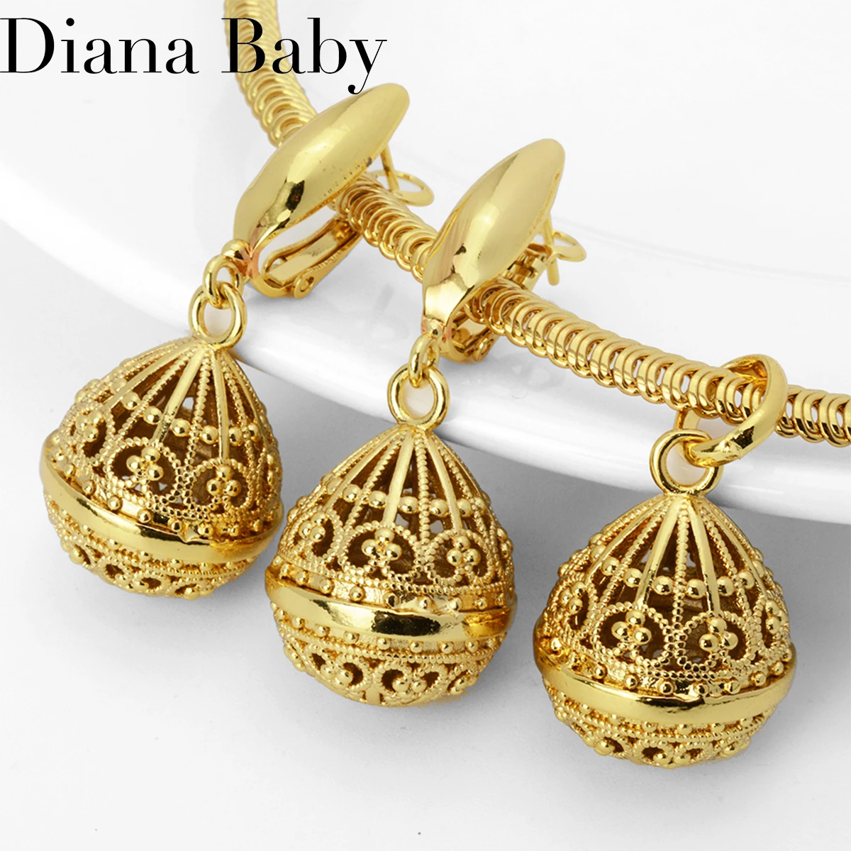 

1 Set Hollow Out Ball Necklace Earring Jewelry Fine 18K Gold Plated Geometry Aesthetics Jewellery Choker For Women Wedding Gifts