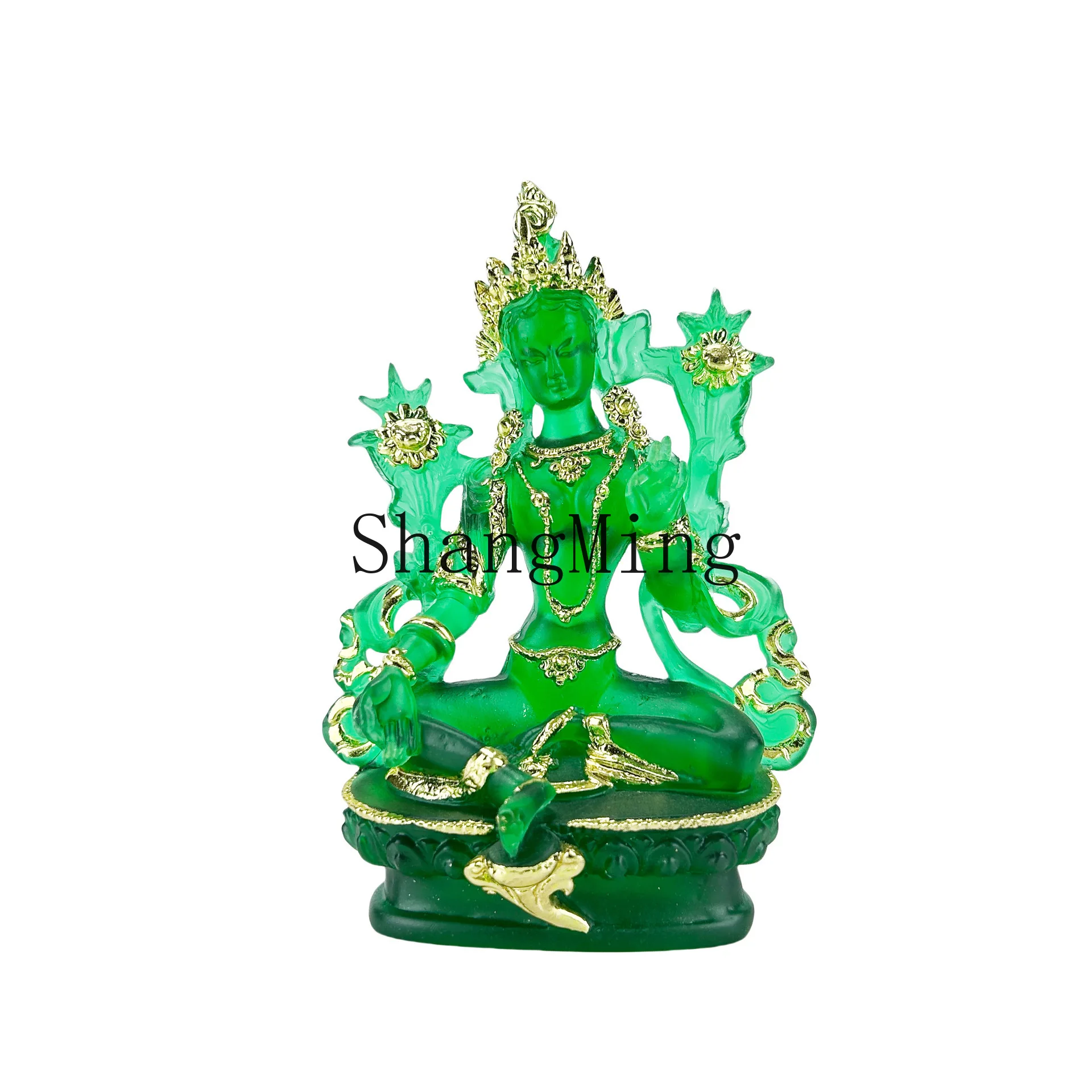 

XH Green Tara Tibetan Transmission of the Bodhisattva Guanyin Holy Salvation Buddha Mother Resin Glazed Buddha Statue Close