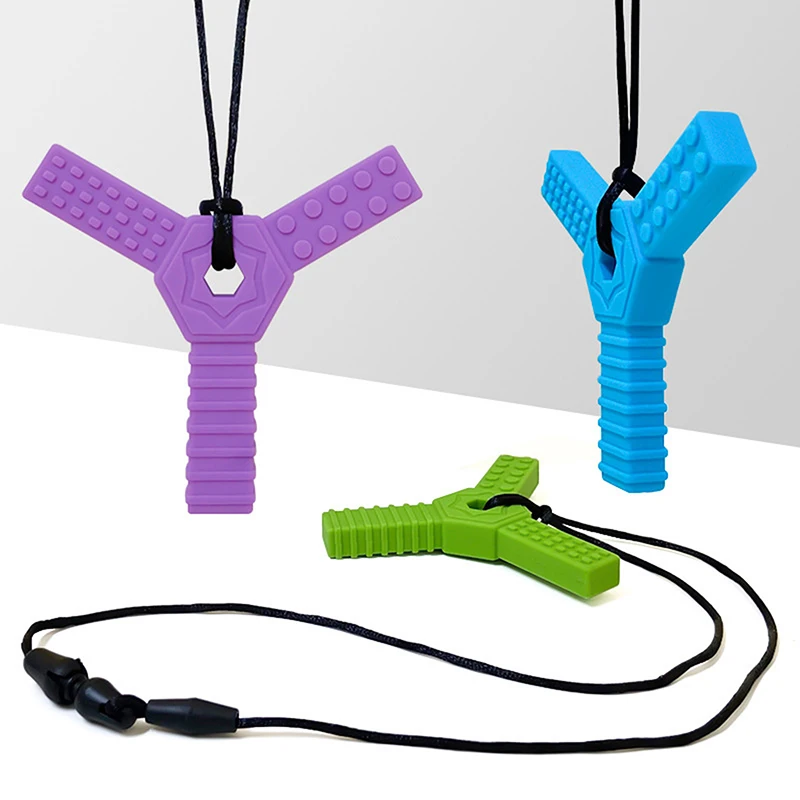 

1 Pcs Baby Teether Y Shape Sensory Chew Necklace With Rope Silicone Teeth Glue For Teething Autism Biting Chewing Baby Care