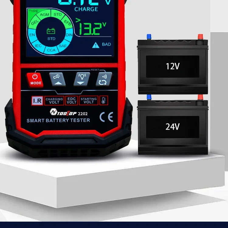 TOOLTOP ET2202 ET2201 Autobatterietester Batterielast 12V 24V Batteriespannung Interne Widerstandserkennung Batterieanalysator – Detail 6