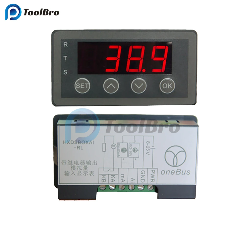 Imagem -06 - Medidor de Exibição Digital 010v 020ma 2-10v 4-20ma Display de Entrada Analógico para Transmissor Freqüência Velocidade Pressão Nível de Água