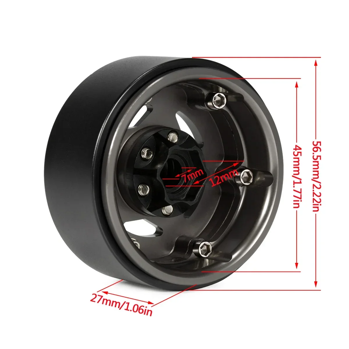 73g/Pcs Aluminum 1.9\'\' Beadlock Wheels Rim with Scale Hardware for 1/10 1/8 RC Crawler Car TRX4 SCX10 Capra TF2 D90 EX86190 EMO