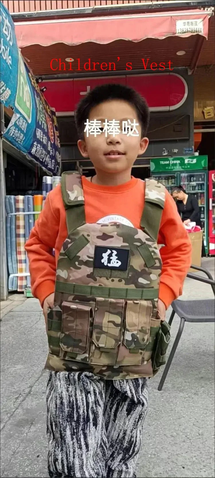 Kind Nylon uitrusting met zwemvliezen Tactisch vest Body Armor Jachtdrager Kinderaccessoires 6094-zakje Camouflage Camo Trainingsvest