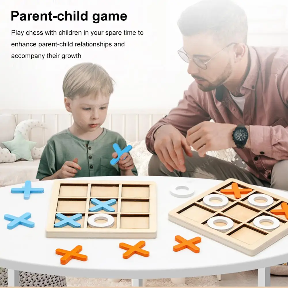 Tic Tac Toe Game Early Educational Toy Wooden Board Game Desk Decoration Classic Board Game Practice Hand Eye Coordination