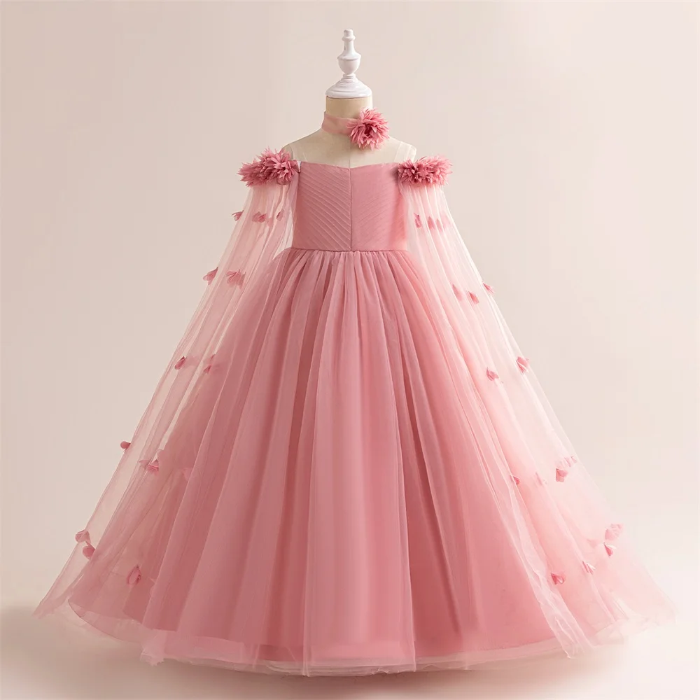 Ceremony Flower Bridesmaid Dresses For Girls Wedding Formal Evening Prom Gown Tulle Elegant Kids Girl Birthday Party Dress 8 12Y