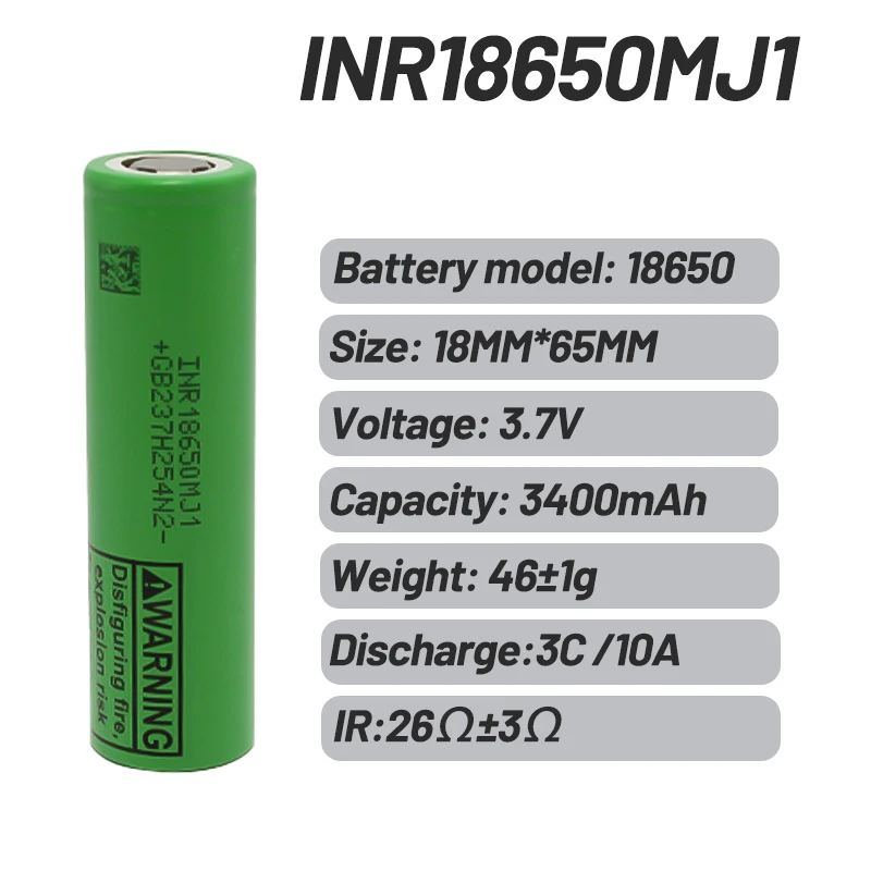 

Original INR MJ1 18650 3400mAh INR Li-ion Cell for Power Bank Flashlight