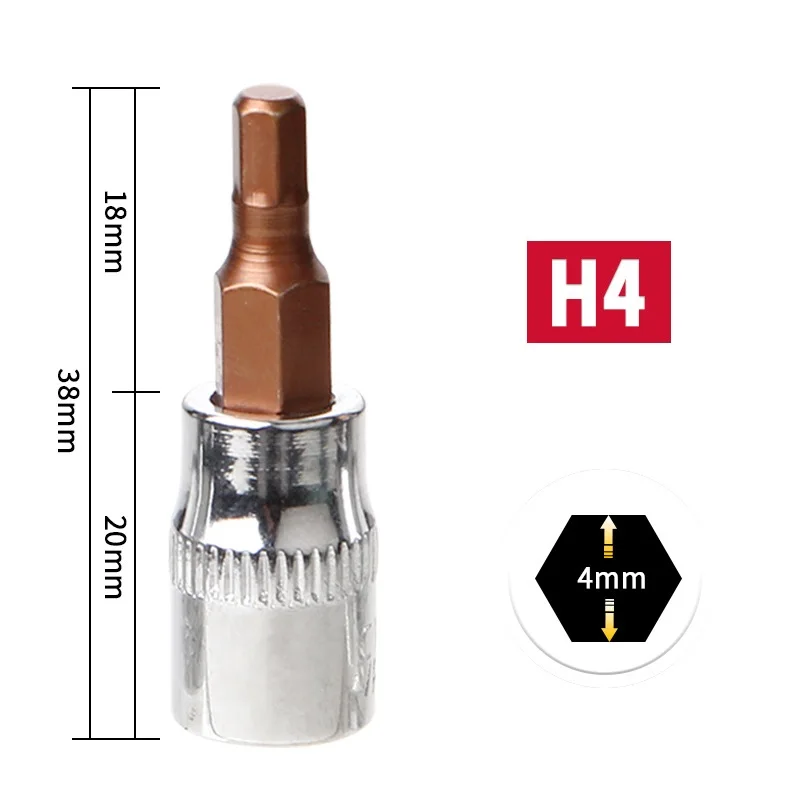 Hex Head Screwdriver Bit H3 H4 H5 H6 H7 H8 1/4 Inch DiameterDrive Socket Ratchet Socket Wrench Adapter Hand Tool