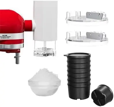 Shaved Ice Attachment for KitchenAid Stand Mixer, Snow Cone Attachment for KitchenAid with 8 Ice Molds, Stainless Steel Blade Ic