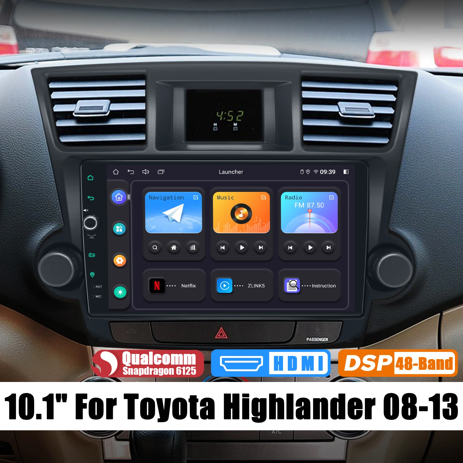 

Newest 10.1"Car Audio Radio Stereo Head Unit Support 4G Model Carplay Android Auto For Toyota Highlander 2008-2013 Plug and Play