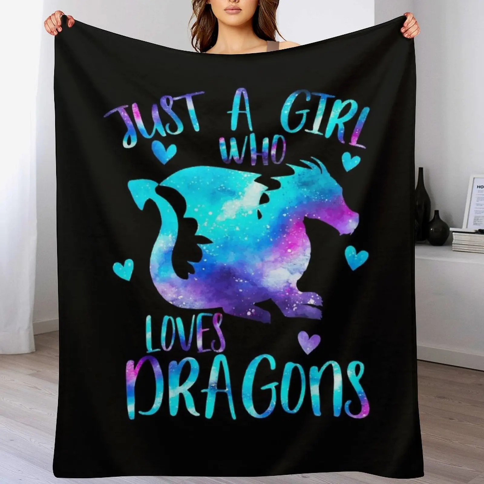 Just a Girl who loves Dragons Throw Blanket Wrinkle Resistant Lightweight Blanket