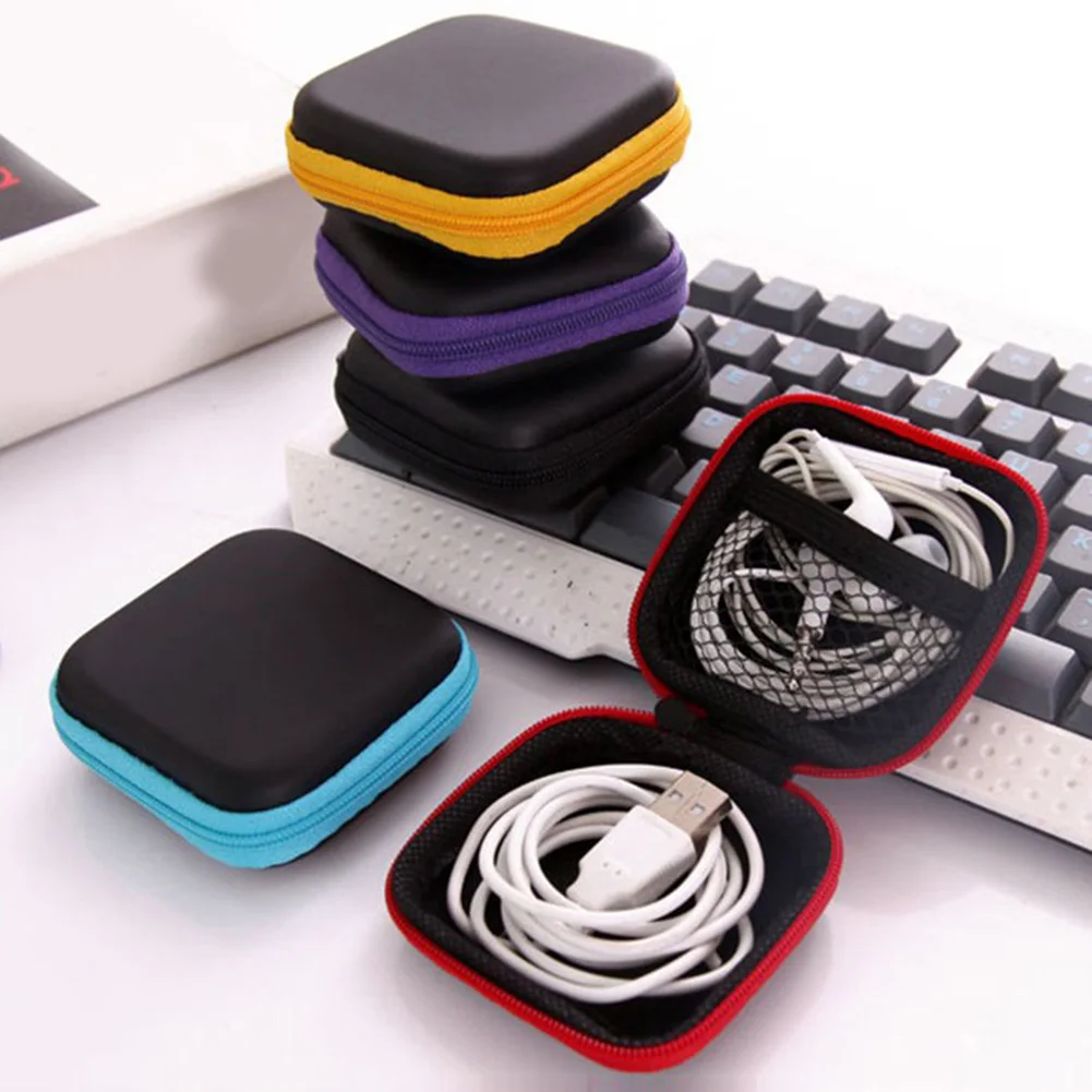 

Creative Earphone Storage Bag Travel Portable Charger Storage Case Mini Wallet Data Line Pouch Square Key Bags Purse Wholesale