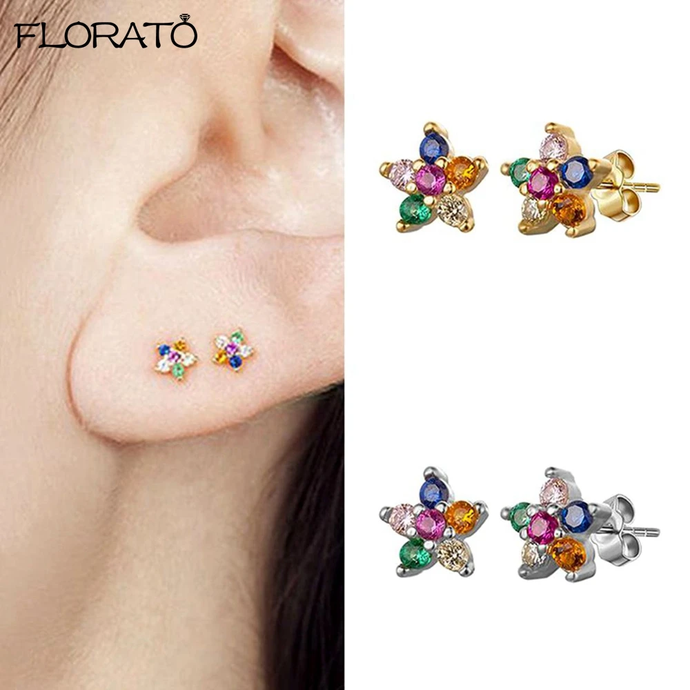 925 Silver Needle Shiny Zircon Stud Earrings Women Style Cute Sweet Jewelry Accessories Simple Fashion Jewelry Accessories