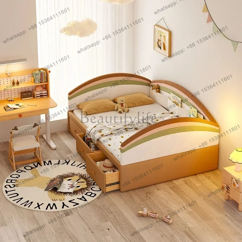 

13 Rainbow high box storage bed air pressure box storage tatami room with fence