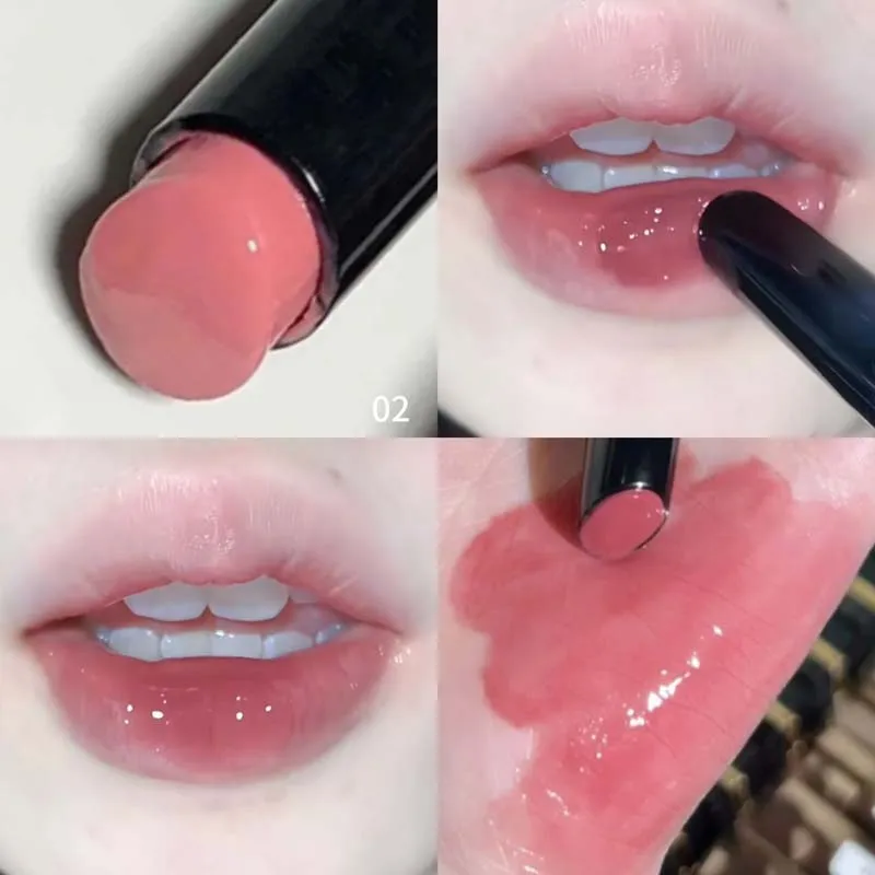 Lápiz labial de gelatina con espejo, hidratante duradero, 6 colores, brillo de labios con luz de agua, tinte de labios rosa resistente al agua, maquillaje coreano, cosméticos para mujer
