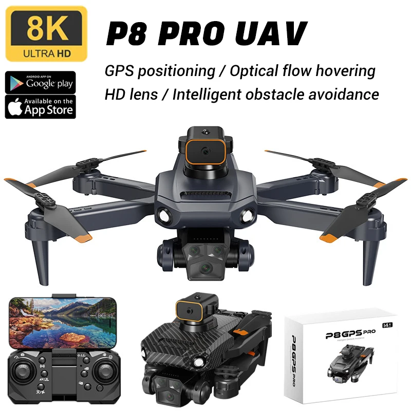 

New P8 PRO Five Lens Drone 8k High-Definition Aerial Photography GPS Positioning Folding Remote Control Flying Toy