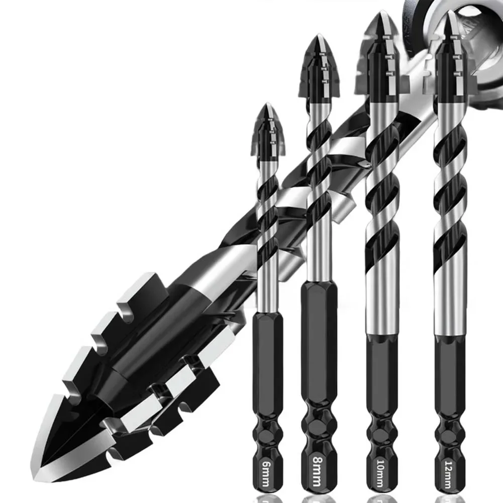 5pcs 6-12mm Eccentric Drill Four-Flute Tiles Drilling Bit For Glass Cement Granite Concrete Punching Triangle Drill Bit