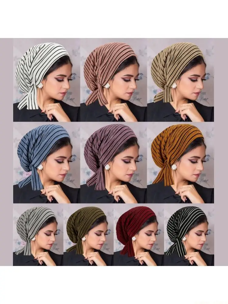31BF Fastwear Lined Head Wrap For Women Chemo Headscarf Lightweight Long Tail Design Breathable Polyester Head Cover Accessory