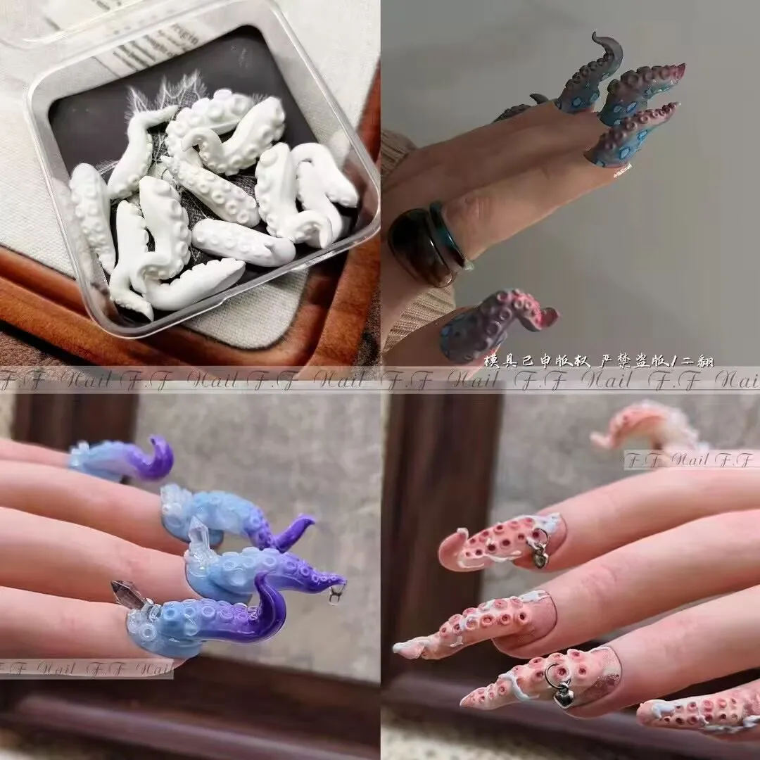 5 قطعة قالب أبيض مجوهرات نهائية من مخالب الأخطبوط لتقوم بها بنفسك ملحقات الأظافر البحرية لتزيين الأظافر