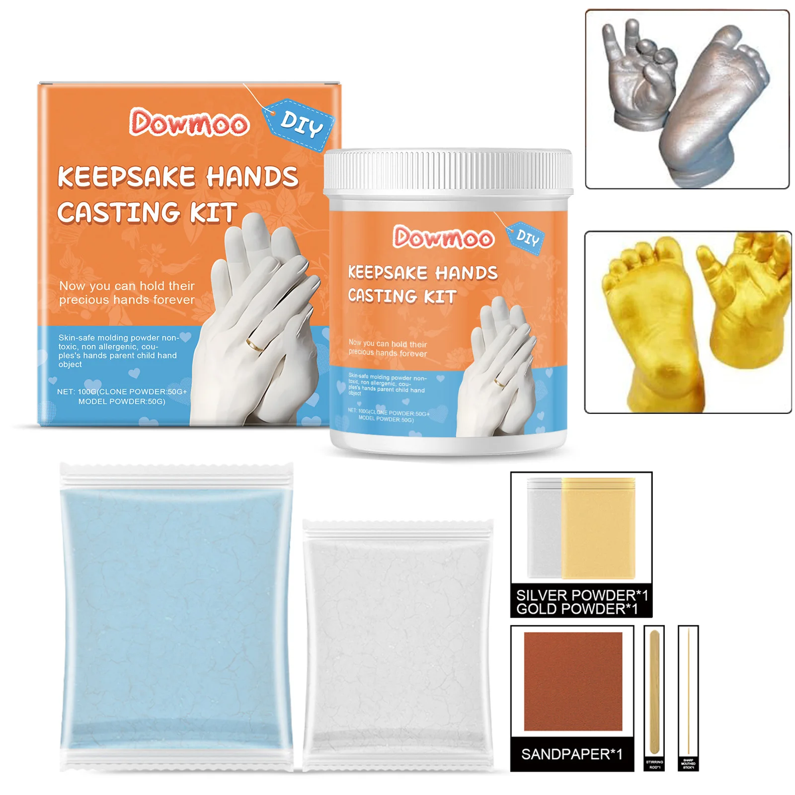 3D Hand- und Fußabdruck-Set DIY Gips-Klonpulver-Modellbausatz für Baby Paare Valentinstag Handabdruck Fußabdruck Andenken
