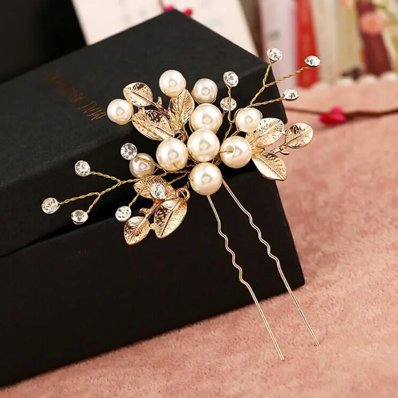 New Women Hair Accessories Imitation Pearl Flower Hairpins Hairband Bridal Wedding Hair comb Hair clip Headdress Jewelry Gift