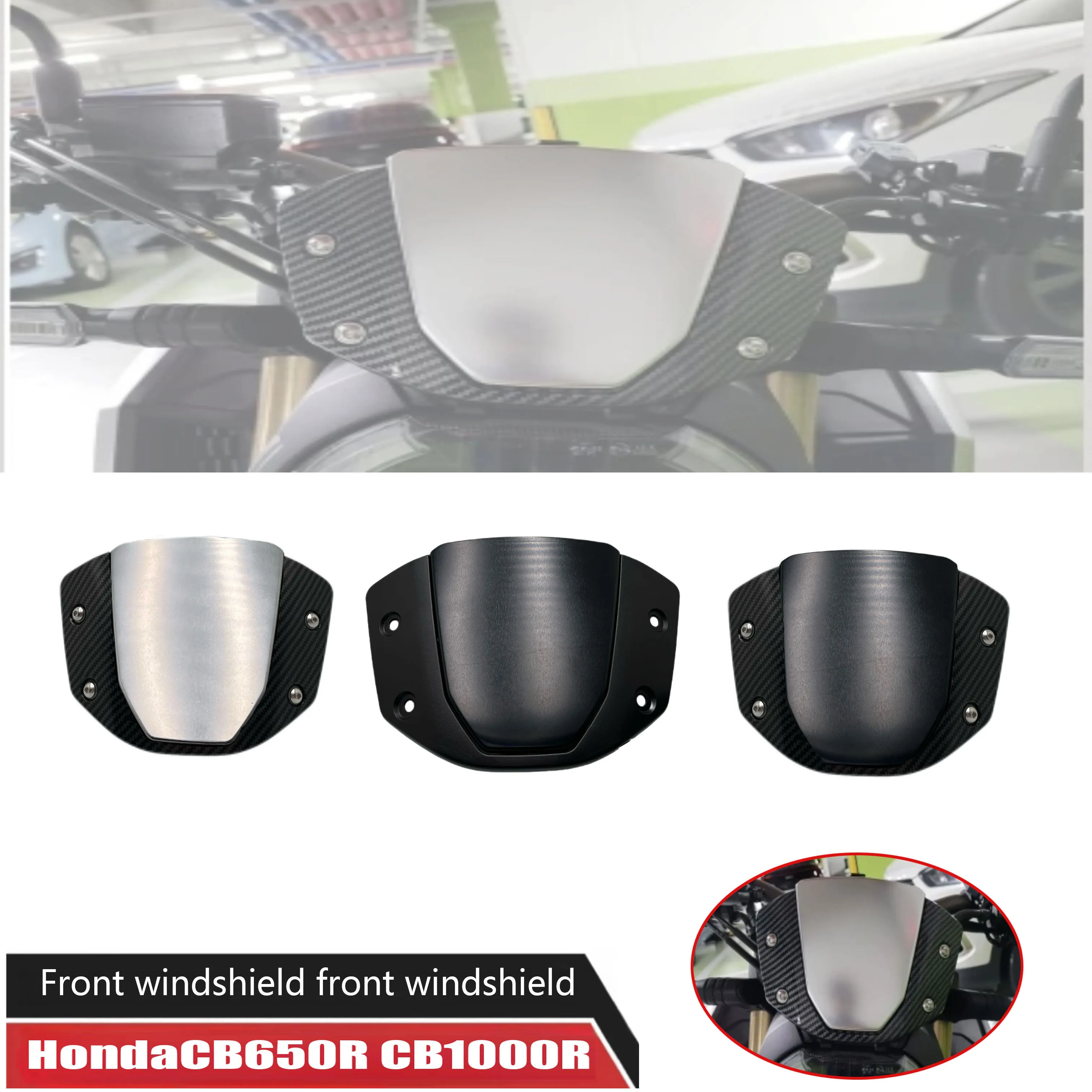 

Motorcycle Windshield Windscreen Sport Wind Deflector Visor Screen With Bracket For Honda CB650R 2019-2025 CB1000R 2018-2024