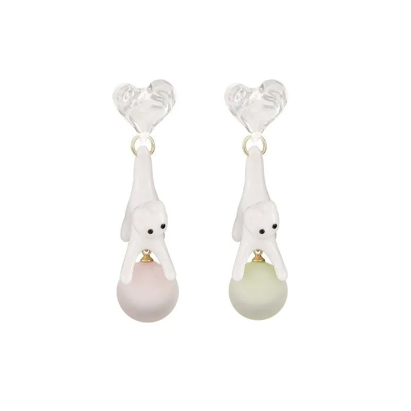 

Trendy Fashion Cute Cat Playing Ball, Dangle Earrings for Women, Abstract Style Niche Design, Niche Gothic Earrings