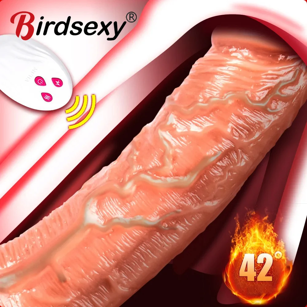 Realistic Dildo Vibrator 7 Speeds Telescopic Heating Vibrating Dildo G-spot Massage Female Masturbation Sex Toys For Women