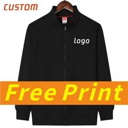 High end stand up collar jacket, customized pure cotton stand up collar hoodie jacket, printed logo, spring and autumn clothing,